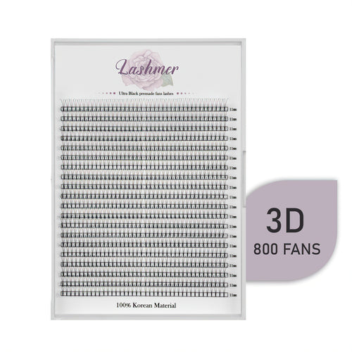 Short Stem Premade Fans | Lashmer | C, D Curl--3D - 20 Lines - 800 Fans - Lashmer Nails&Eyelashes Supplier