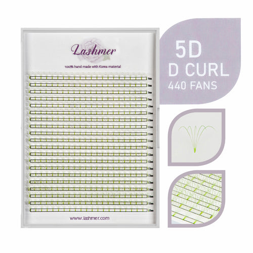 XL tray-Green 5D Premade fans Short Stem | Lashmer - Lashmer Nails&Eyelashes Supplier