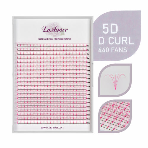 XL tray-Pink 5D Premade fans Short Stem | Lashmer - Lashmer Nails&Eyelashes Supplier