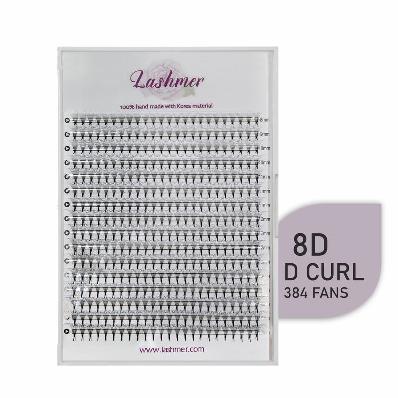 New Promade Fans Point Base Short Stem | Lashmer | C, D Curl--8D - 16 Lines - 384 Fans - Lashmer Nails&Eyelashes Supplier