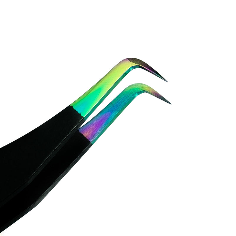 Rainbow 90 Degree Volume Tweezers - Lashmer Nails&Eyelashes Supplier