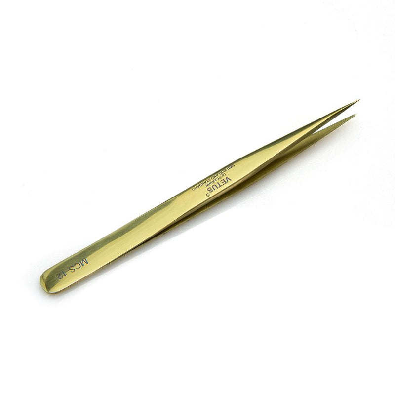 VETUS Gold Tweezers(MCS-12) - Lashmer Nails&Eyelashes Supplier